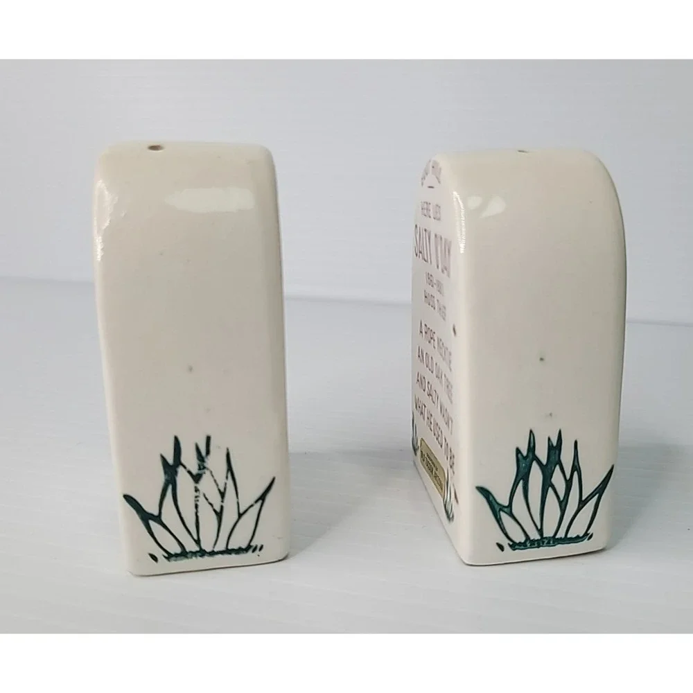 Vintage Tombstone Salt & Pepper Shakers Japan Pepper Tate & Salty O'Day Stoppers